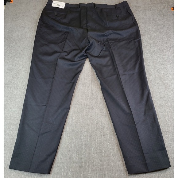 NWT Michael Strahan Pant Men 46x32 Black Dress Stripe Classic Wool Blend Trouser - Picture 3 of 8